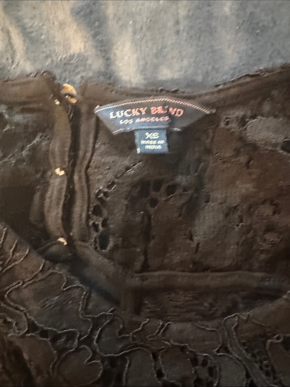 Lucky Brand Black Floral Lace Long-Sleeve Top - Picture 6 of 6